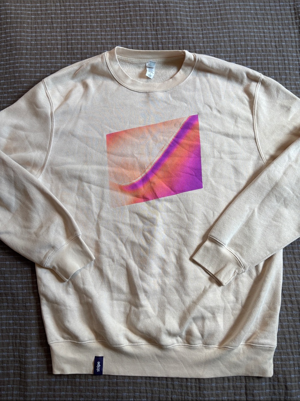 Stripe Tech Company Swag Halftone Graphic Crewneck Sweatshirt Cream Large